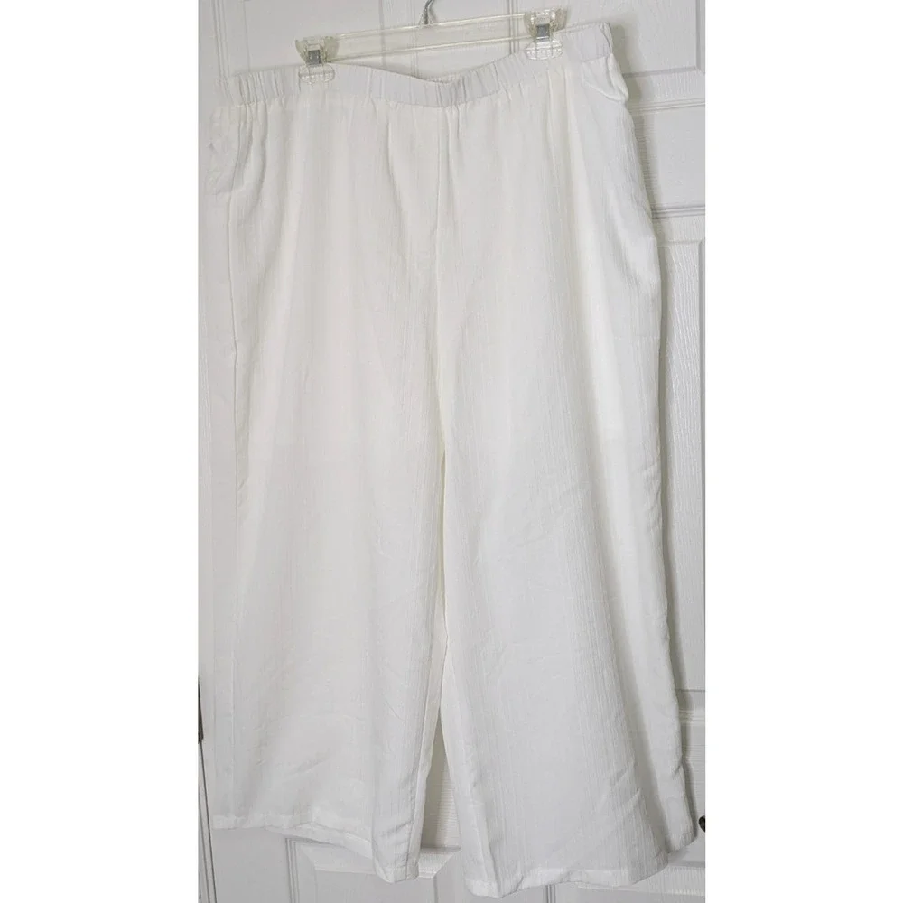 Womens 2 Piece Lounge Set White Gold Trim 4XL Top Pants - Picture 3 of 12